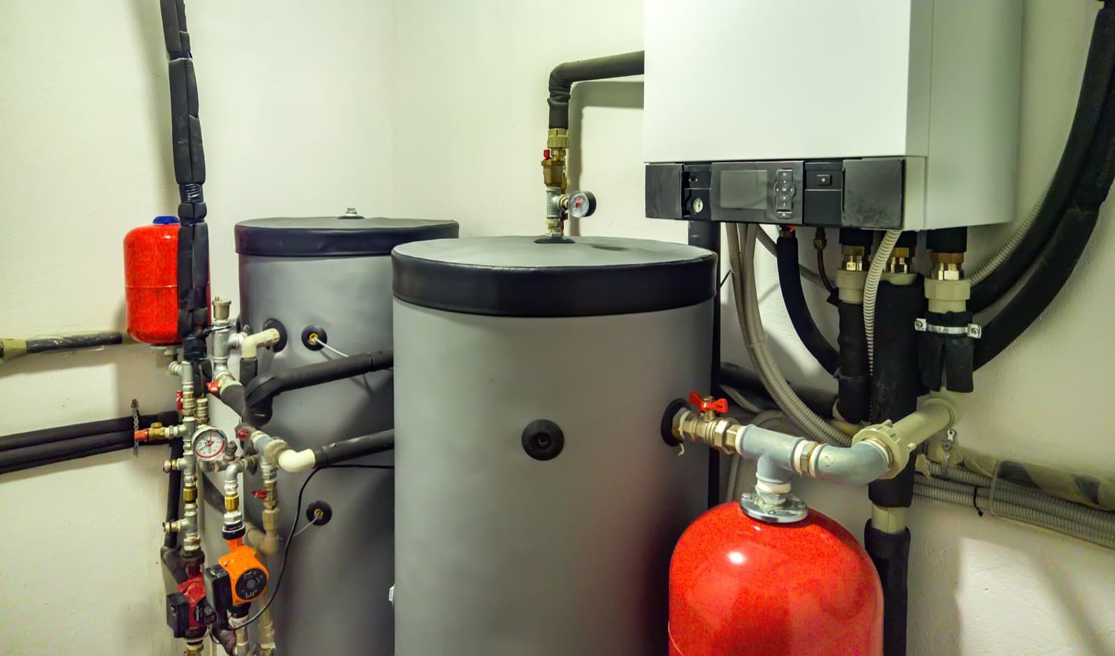Tankless water heater components installed in a new Celina home