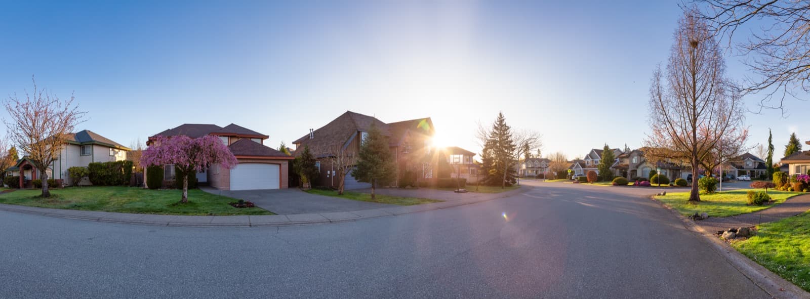 Residential neighborhood street in a DFW suburb served by Dallas Plumber